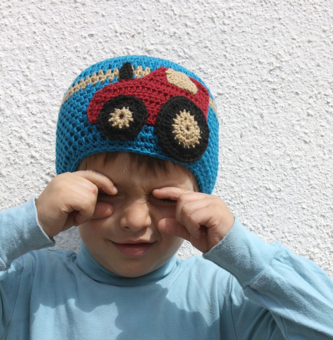 Čepička pro kluky s traktorem