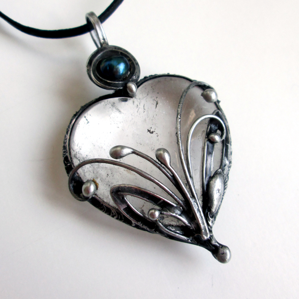 Křišťálové srdce s perlou