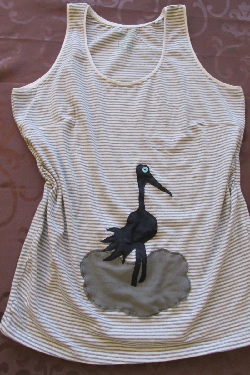 Pruhované těhotenské námořnické tílko s Čápem vel.44/46 