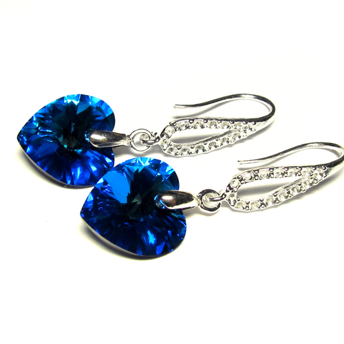 Swarovski srdce v slze - bermuda blue
