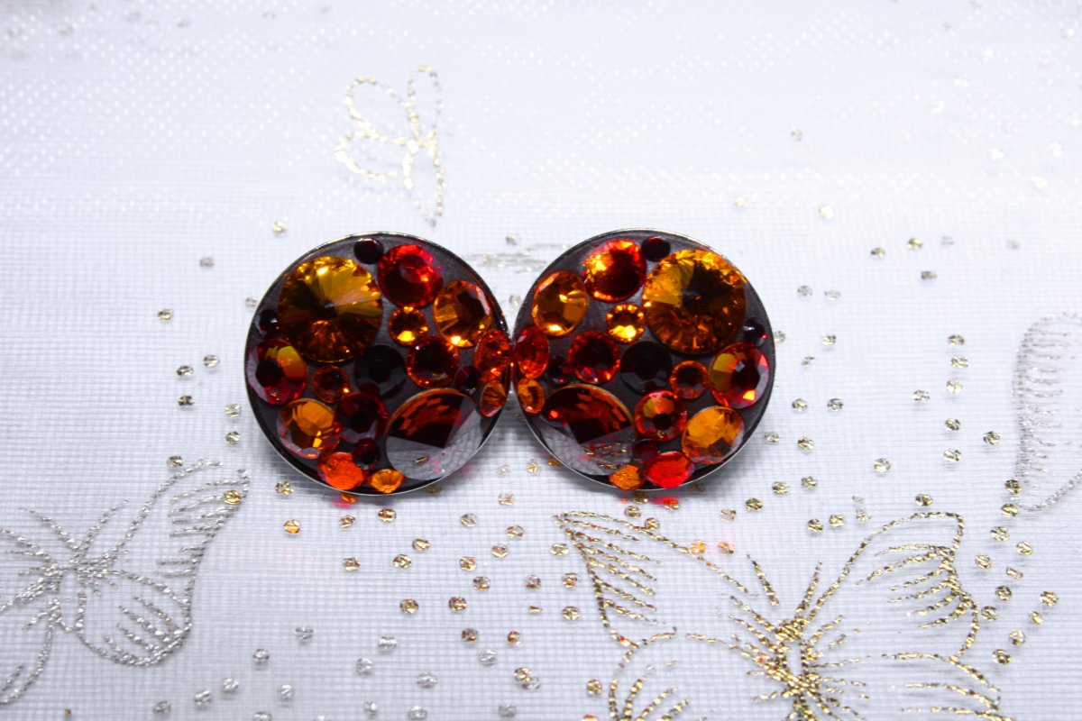 Hnědo-červeno-oranžové náušnice