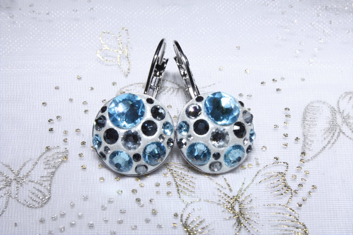 Modro-černo-bílé náušnice