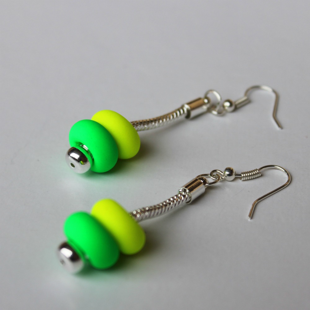 NÁUŠNICE: Disco Balls Double Yellow-Green Neon Coral