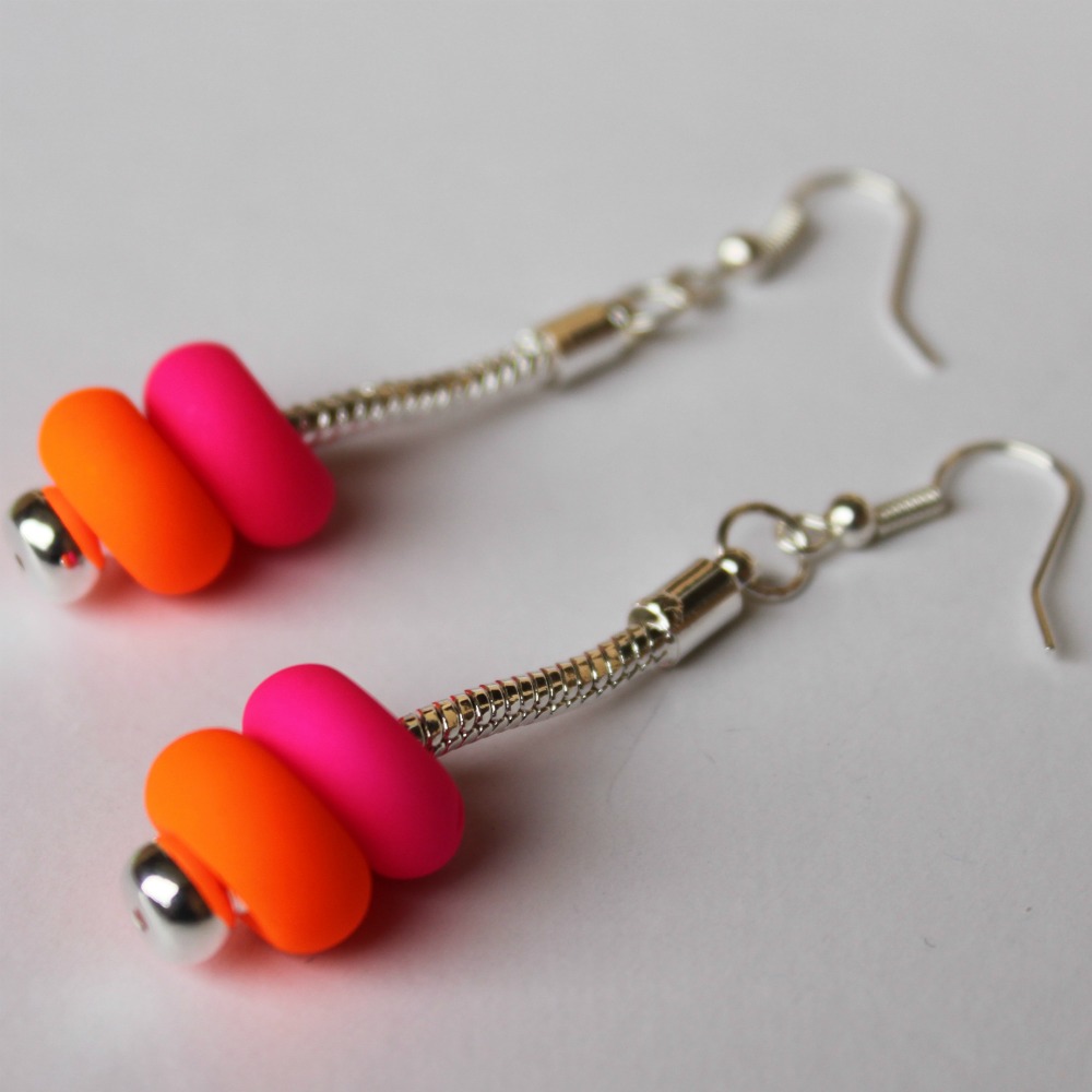 NÁUŠNICE: Disco Balls Double Orange-Pink Neon Coral