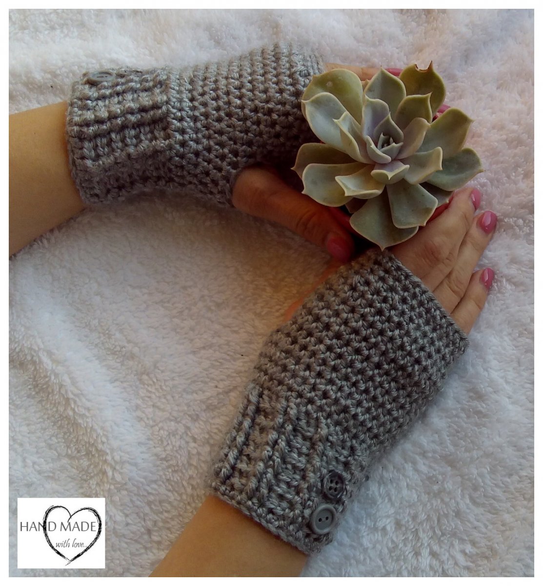 Háčkované návleky na ruce - bezprstové rukavice