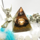 Orgonitová lampička XXL pyramida Šungit & Olivín