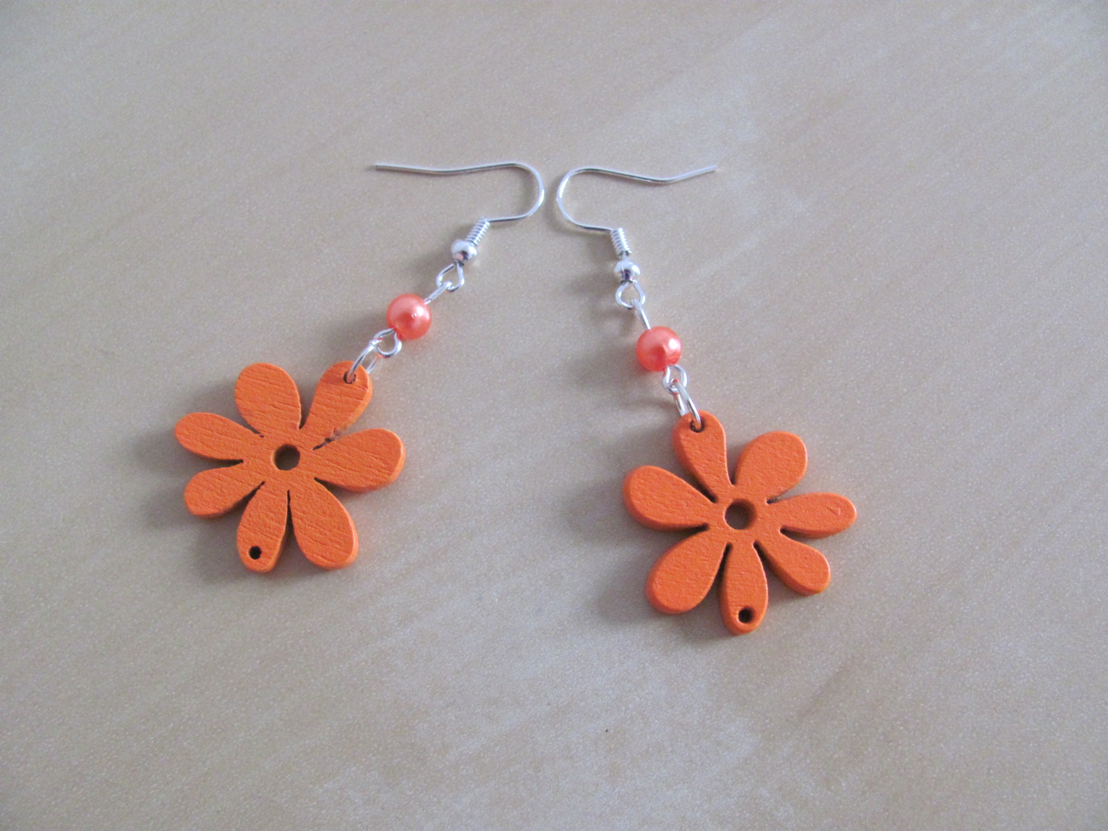 Dřěvěné kvítky - oranžové