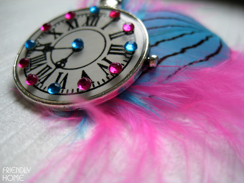 Flying pink-blue clock 3D