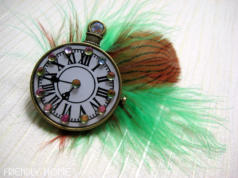 Flying green clock 3D