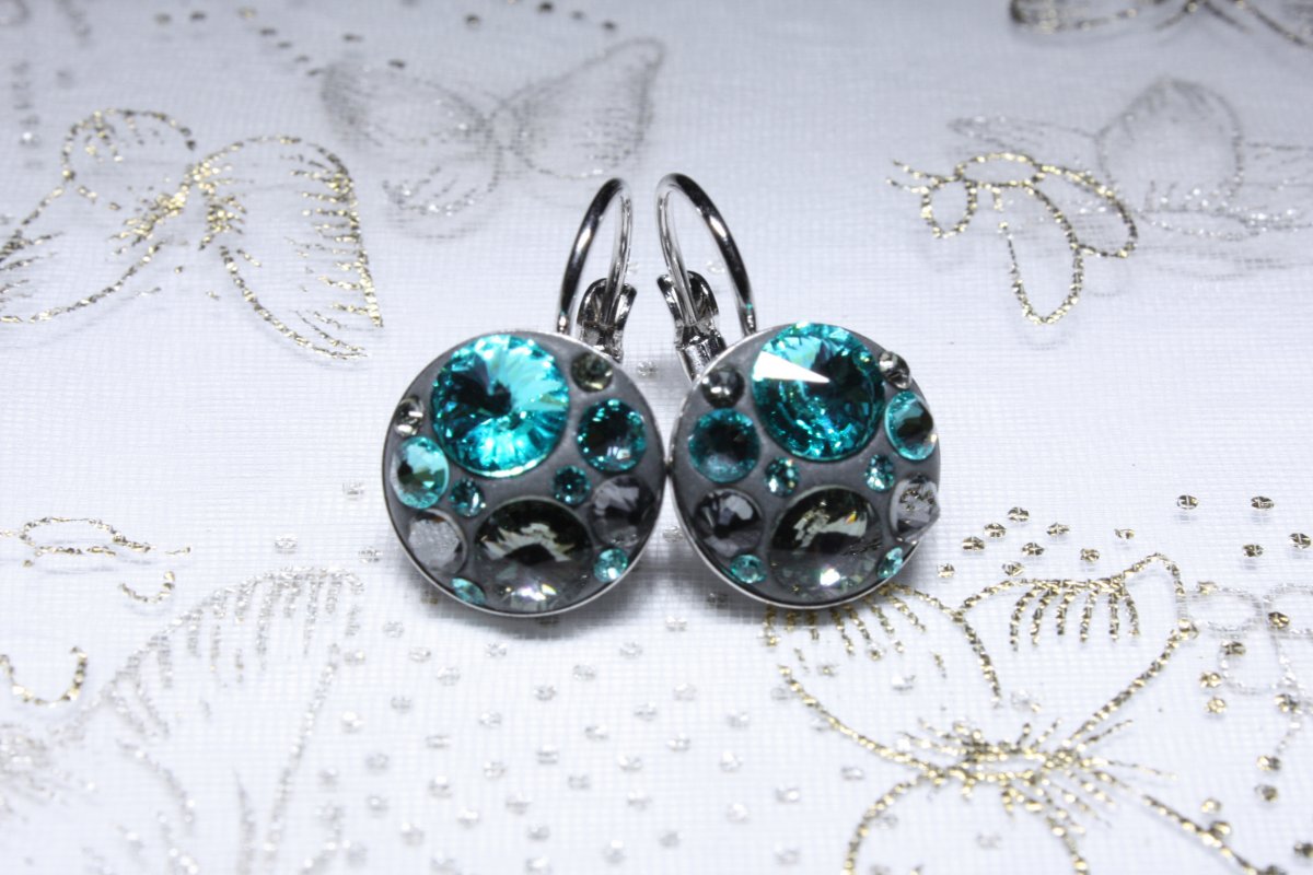 Tyrkysovo-šedé náušnice