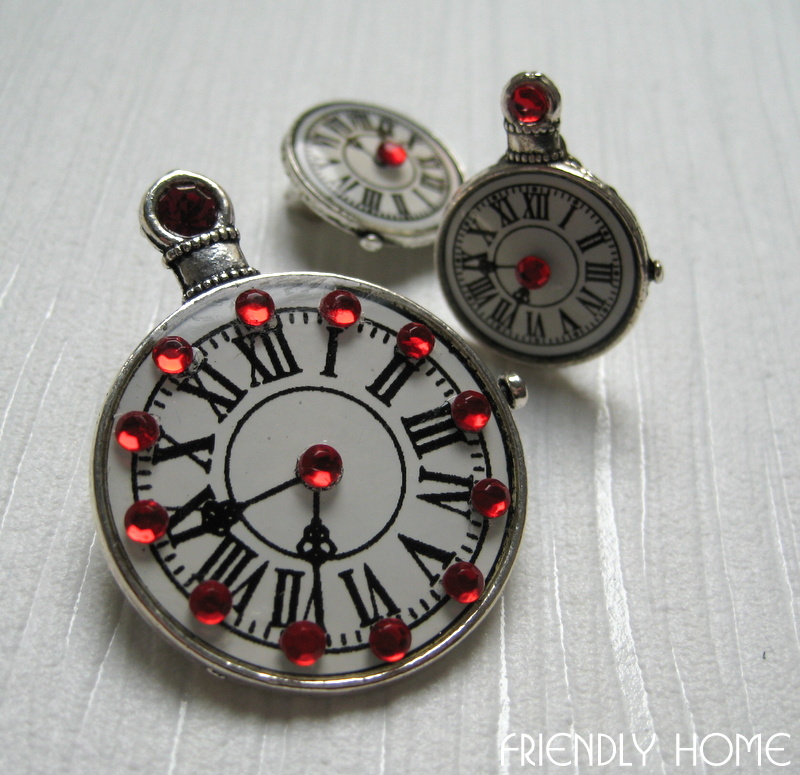 Red clock & earring 3D - sada 