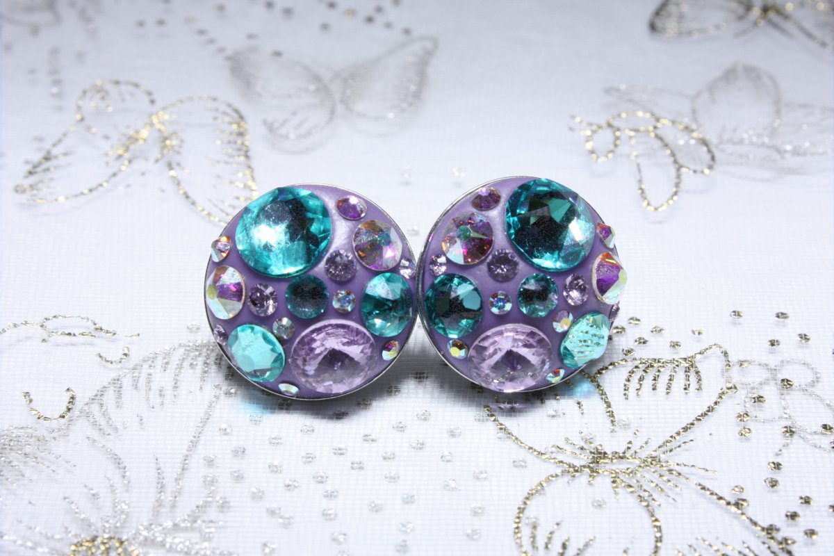 Fialovo-tyrkysové náušnice