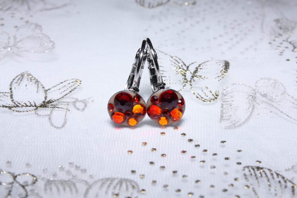 Béžovo-oranžové dětské náušnice