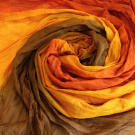 hedvábný pléd hnědo-oranžovo-červený 180x90