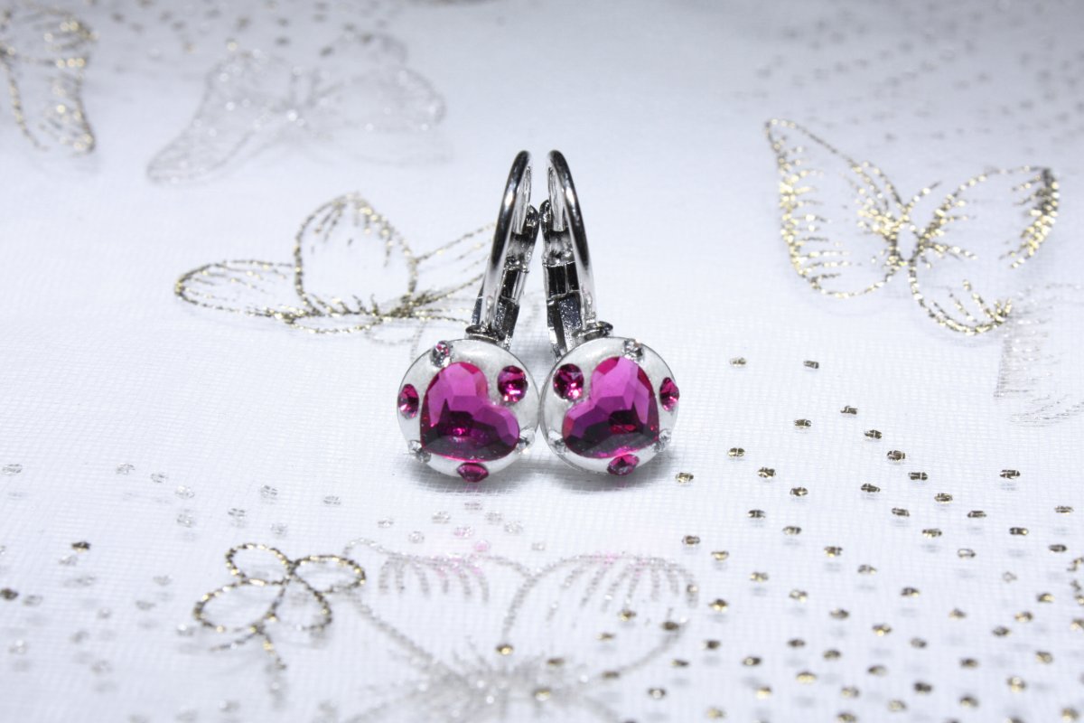 Růžové srdíčkové dětské náušnice 