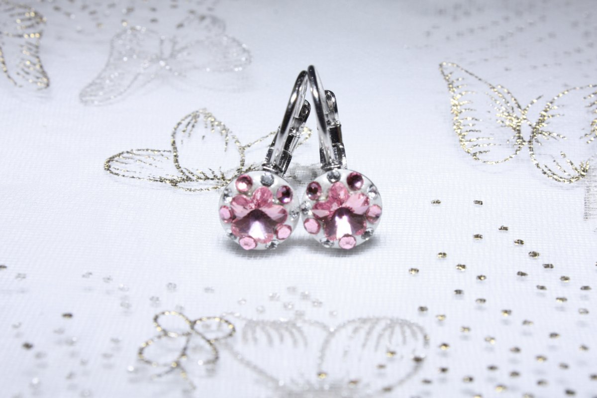 Světle růžové kytičkové dětské náušnice 