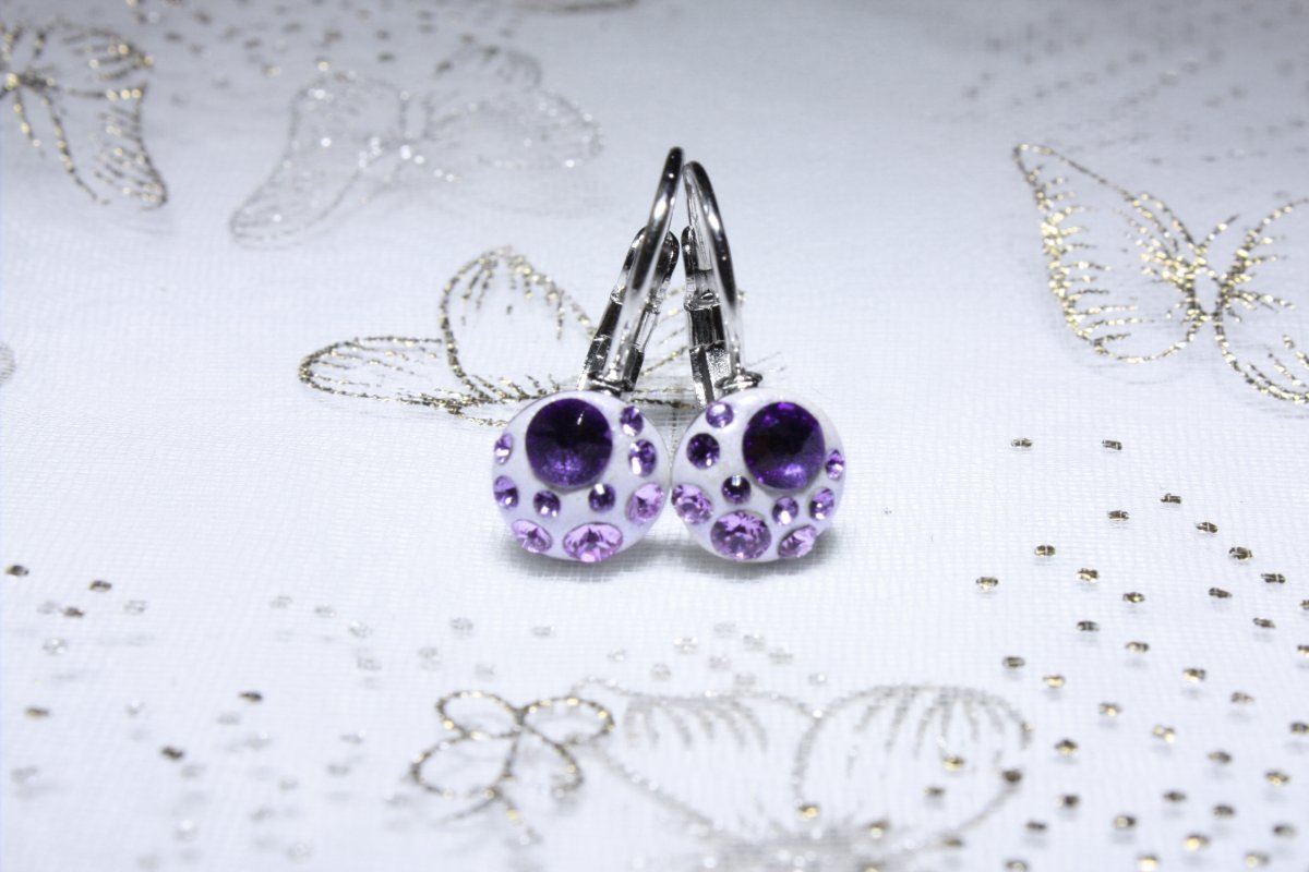 Fialovo-bílé dětské náušnice 2