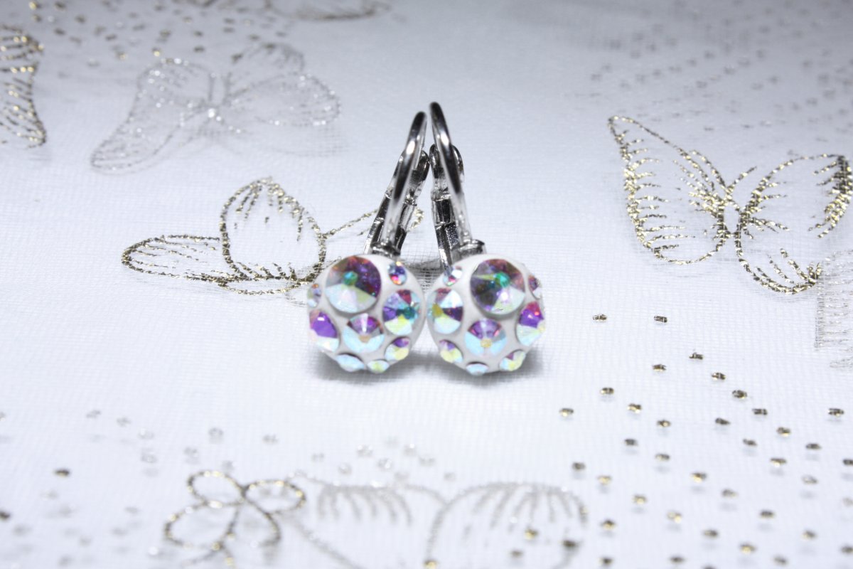 Bílo-duhové dětské náušnice 