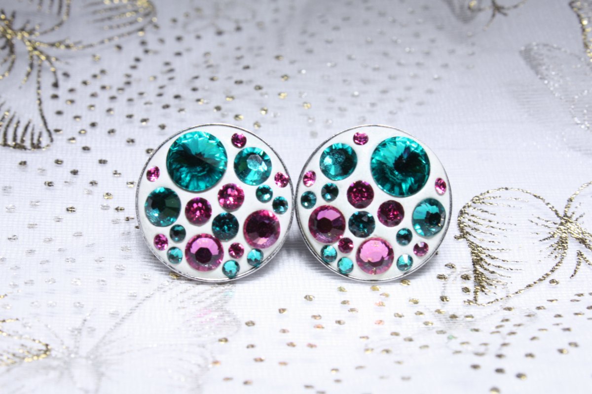 Růžovo-tyrkysové náušnice