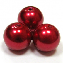 Perla vosková 12 mm - červená - 5 ks