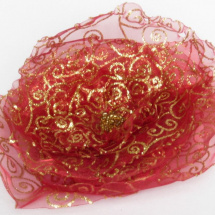 Červená kytka se zlatým ornamentem