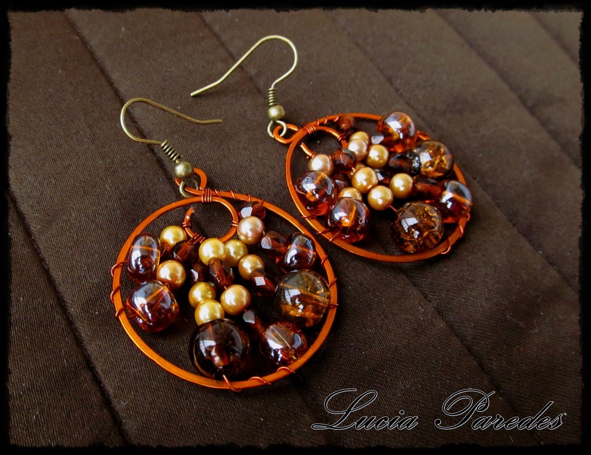 Hnědozlatá kolečka s tmavou mědí