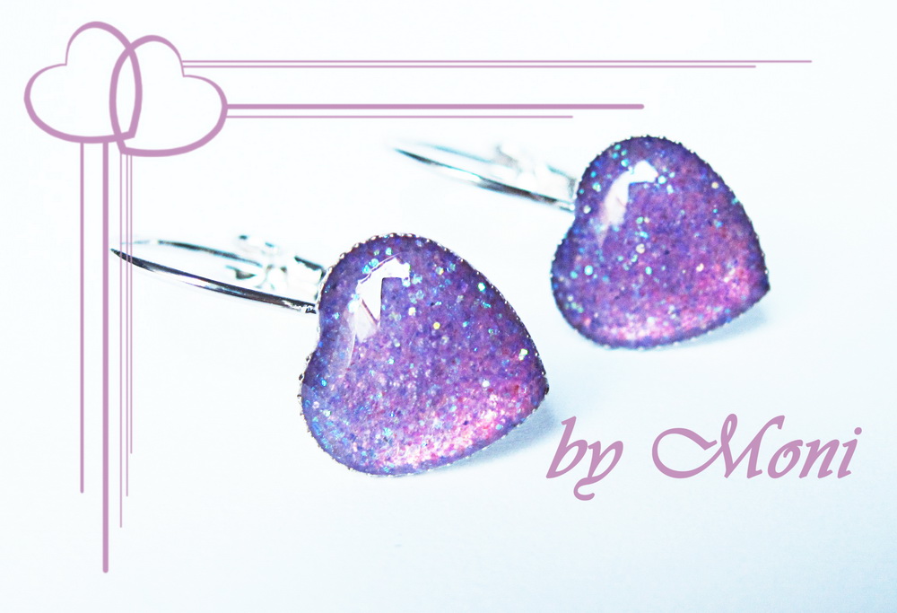 Třpytivá fialová srdíčka
