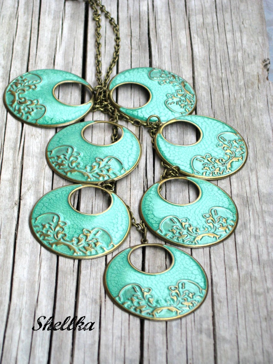 Náhrdelník zelené kruhy na přání