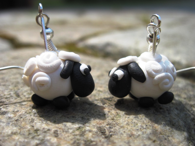 Náušnice černobílé ovečky