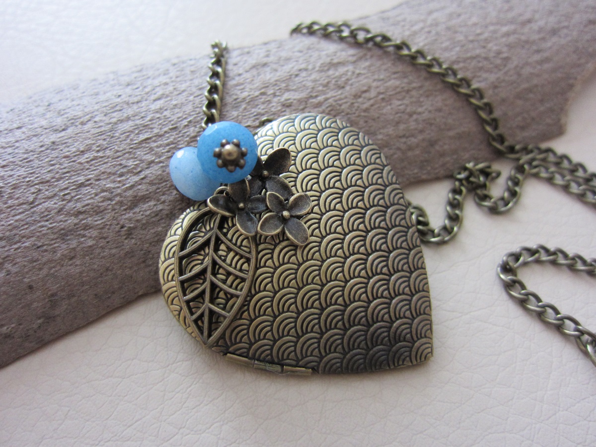 Pomněnkové srdce medailon ...