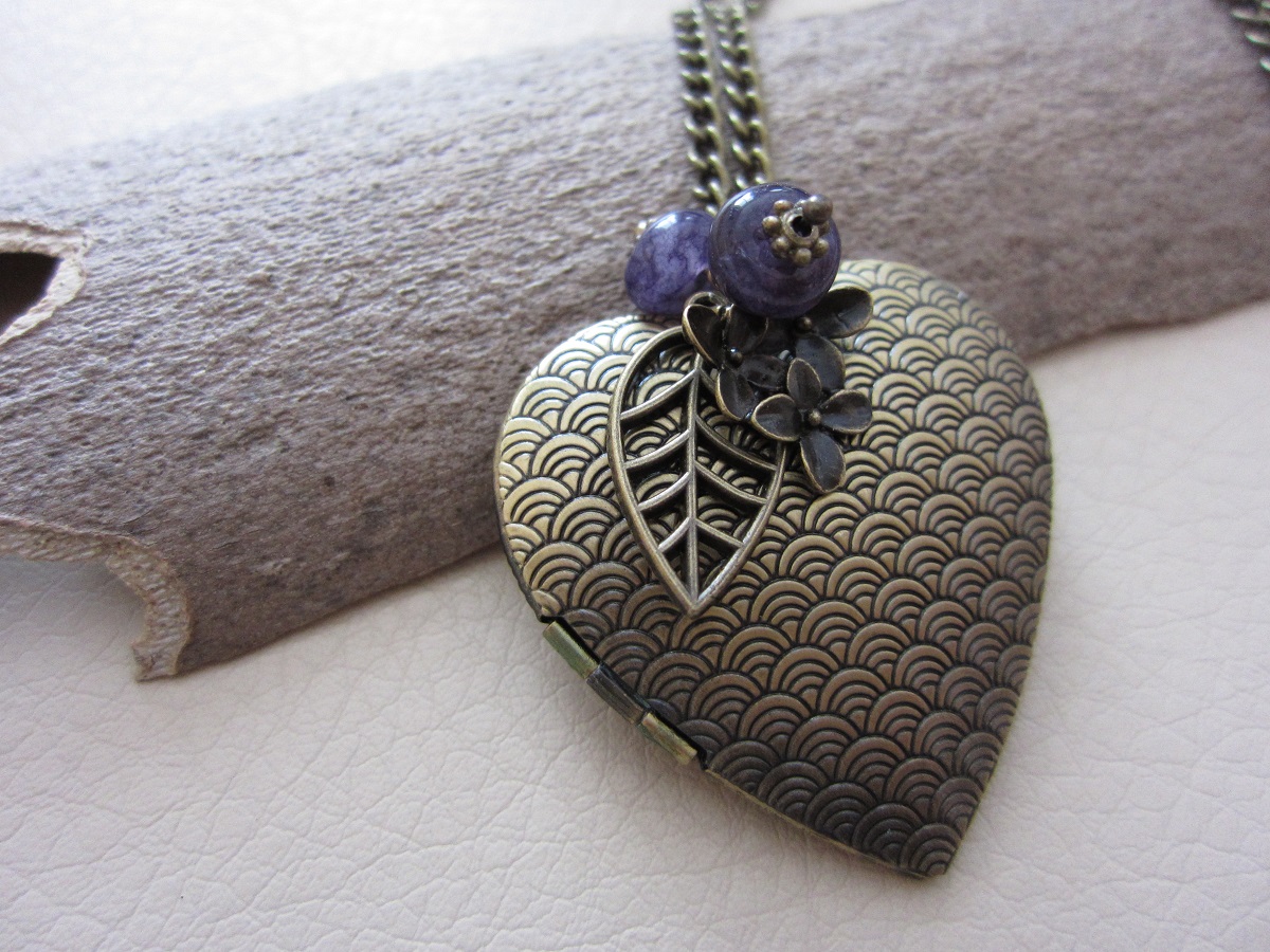 Fialkové srdce medailon ...