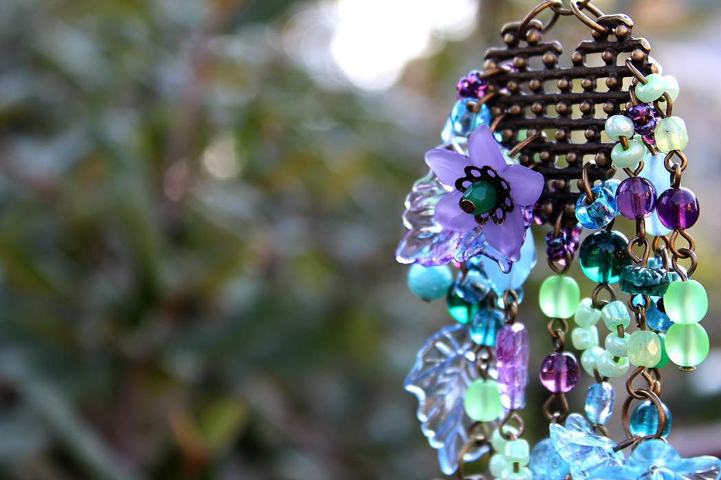 Dlouhý náhrdelník - srdce - "Lesní kouzla"