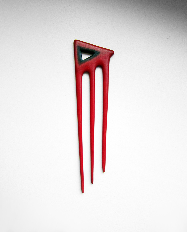 Dřevěná jehlice do vlasů - trojjehla