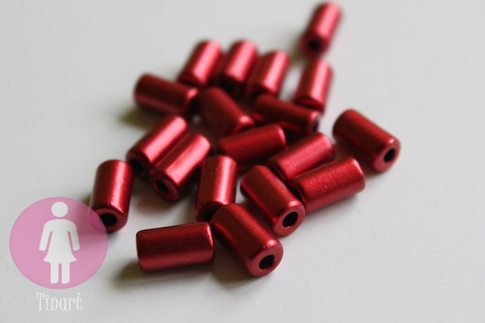 Korálek plastový váleček 10x5mm Ø3mm ČERVENÁ-19ks