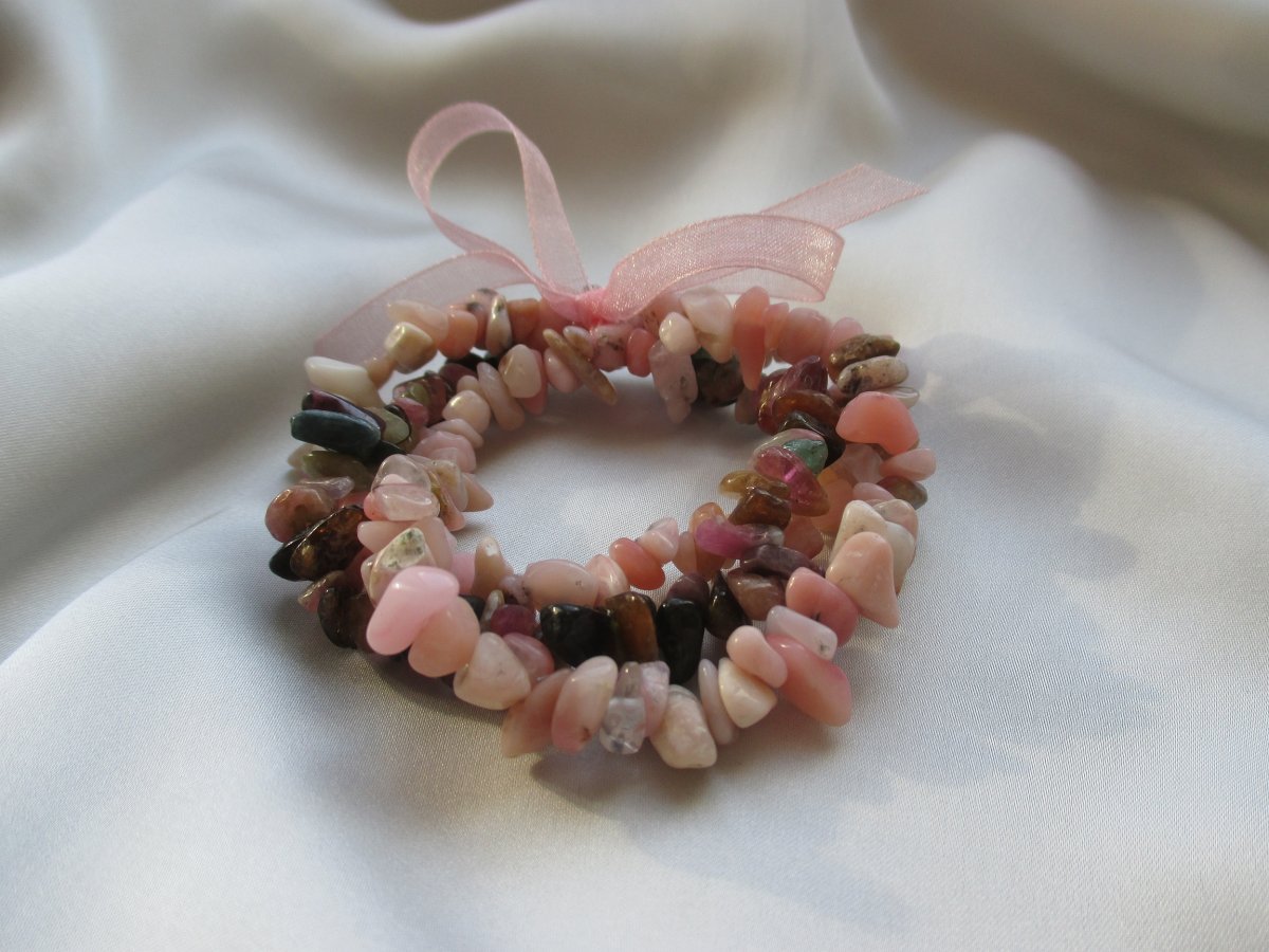 Melounový turmalín multicolor a růžový opál...