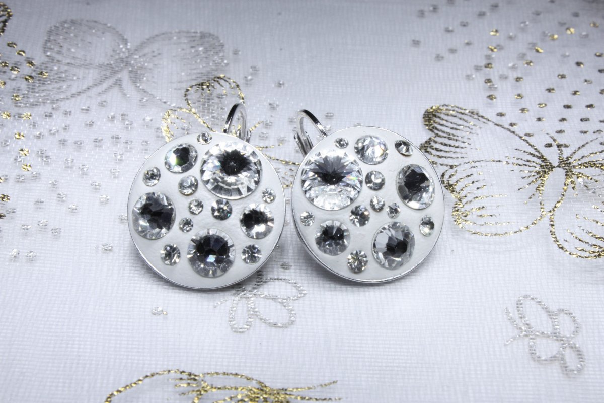 Bílo-stříbrné náušnice