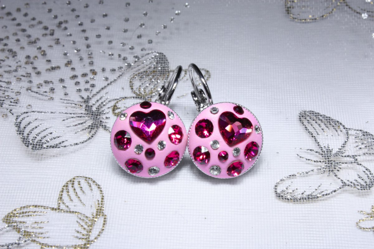 Růžové srdíčkové náušnice