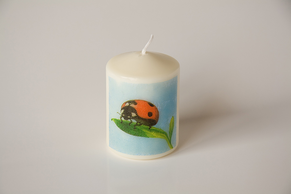 Svíčka s beruškou na listu