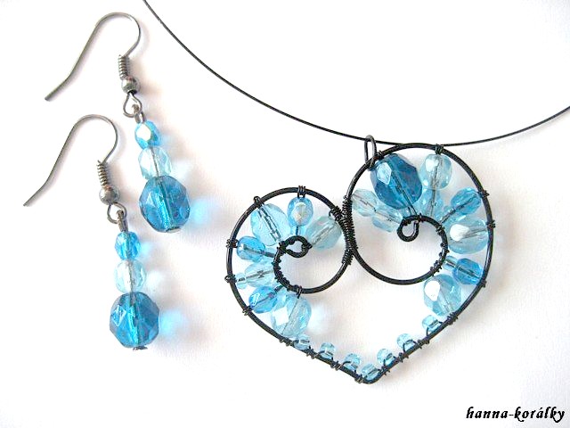 Srdce - srdíčko - náhrdelník + náušnice