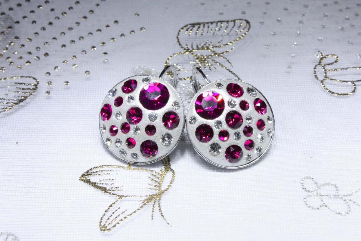 Lesklé růžové náušnice
