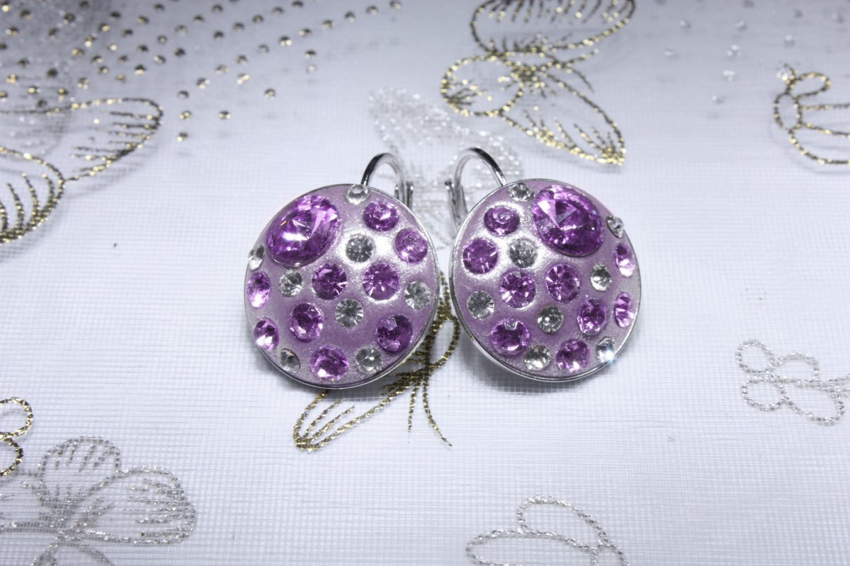 Lesklé lila náušnice