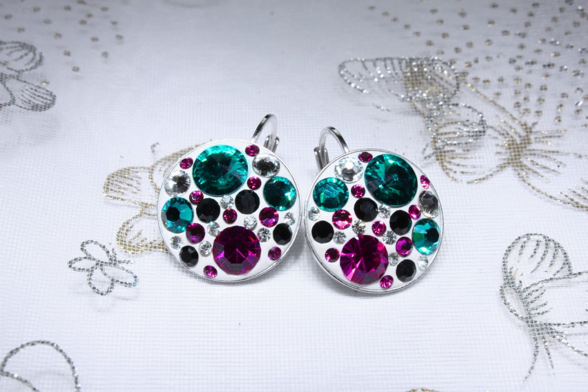 Tyrkysovo-růžové náušnice