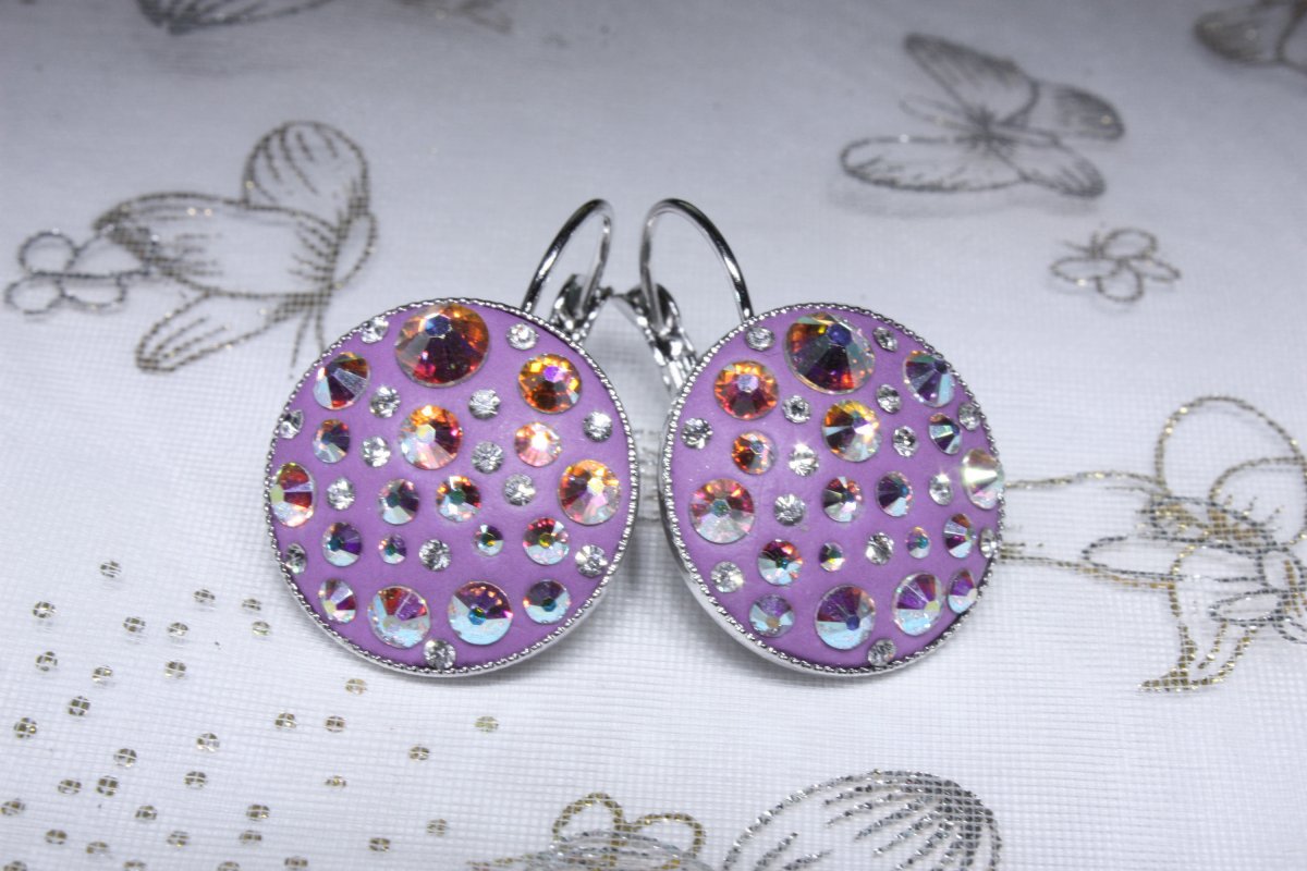 Fialovo-duhové náušnice