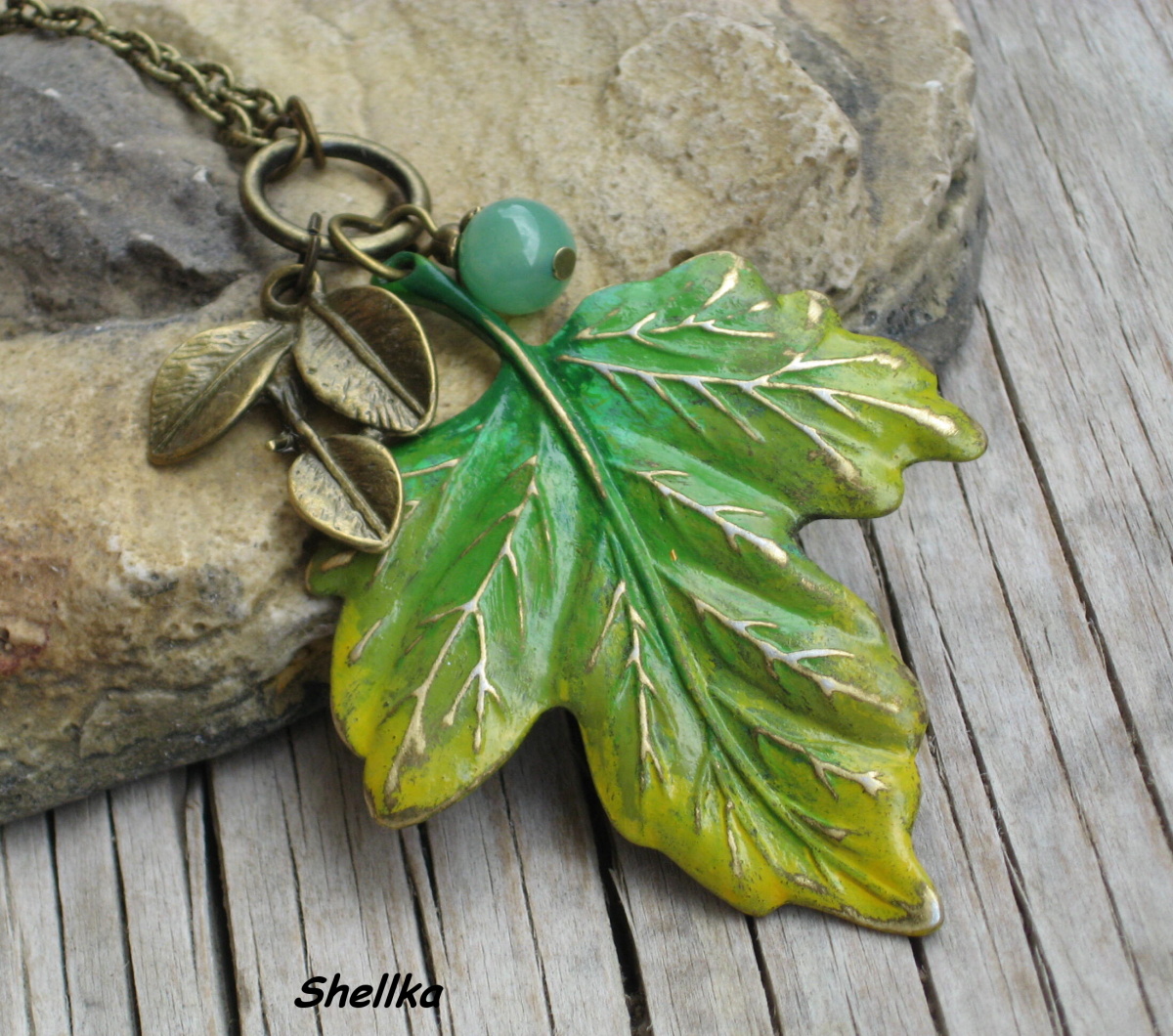 Náhrdelník,,LIST,,patinovaný
