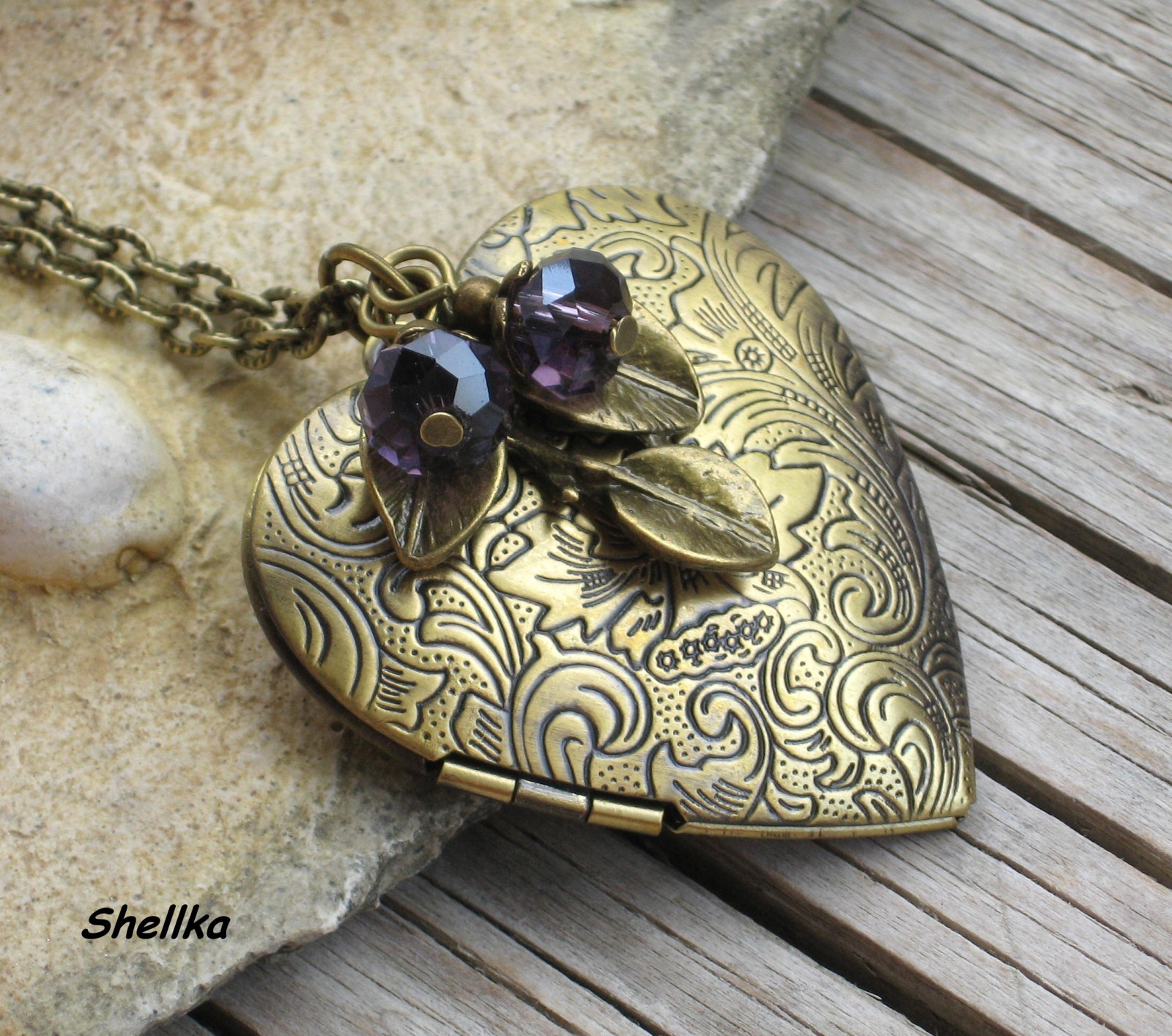 Náhrdelník srdíčko s borůvkami