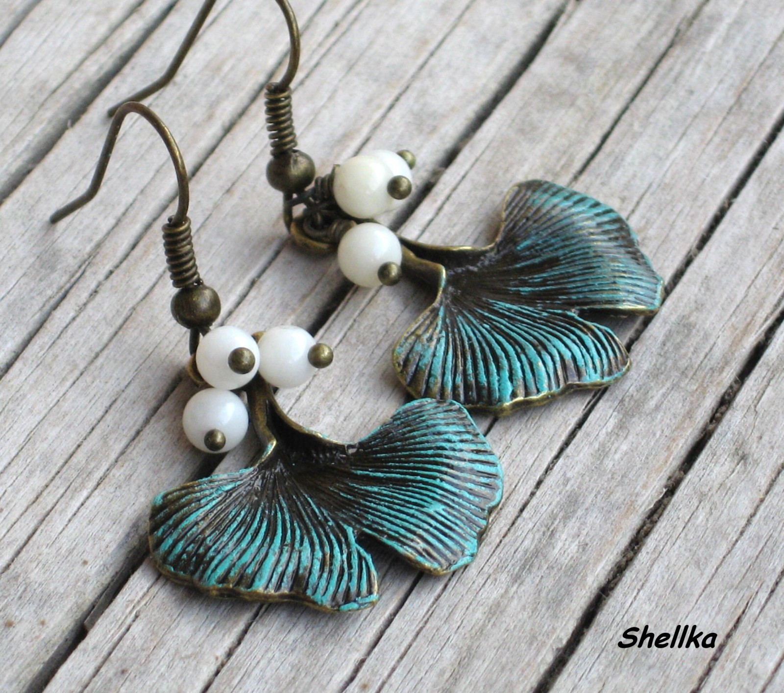 Náušnice s listy ginka 2