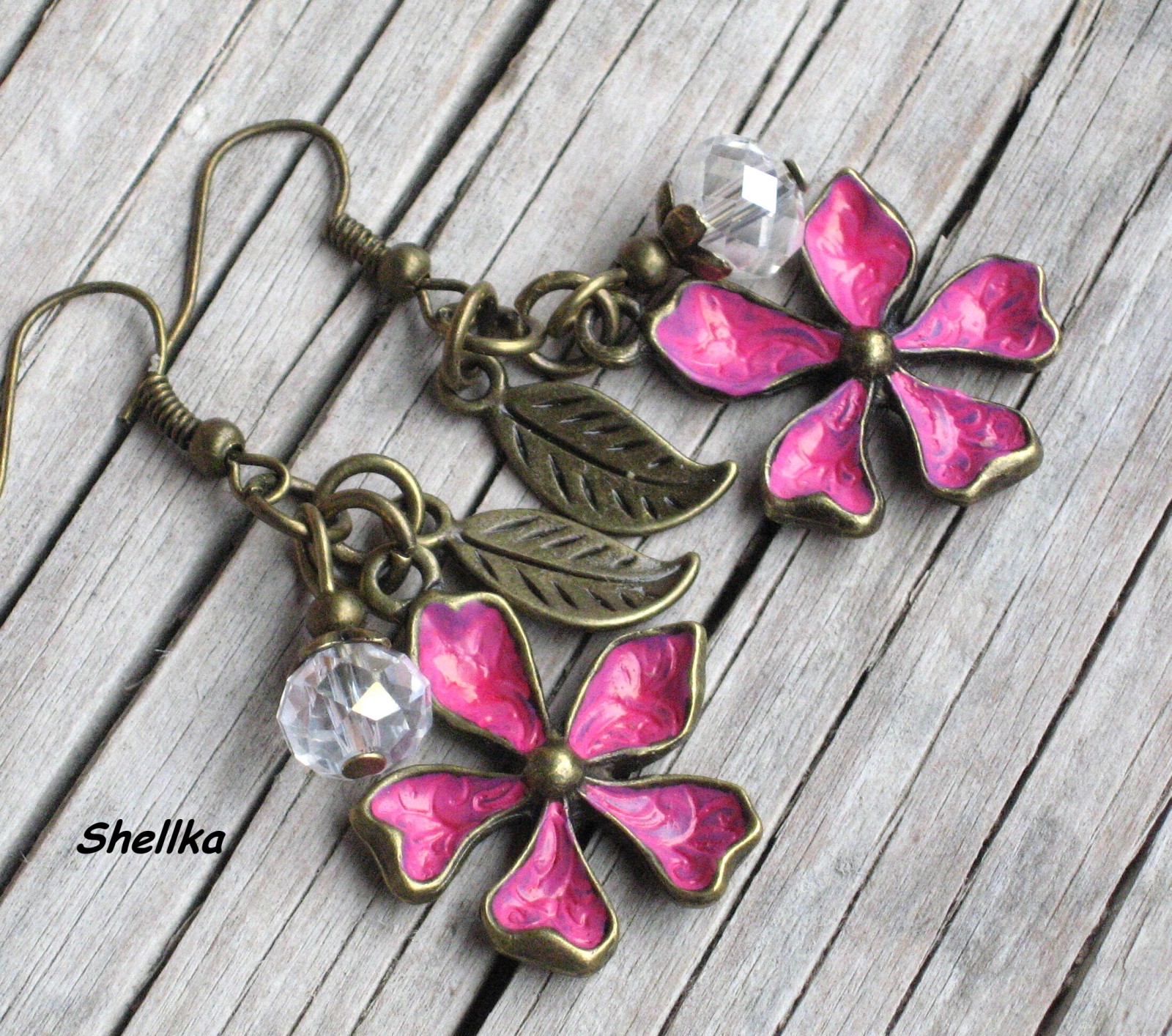 Náušnice s růžovými kvítky