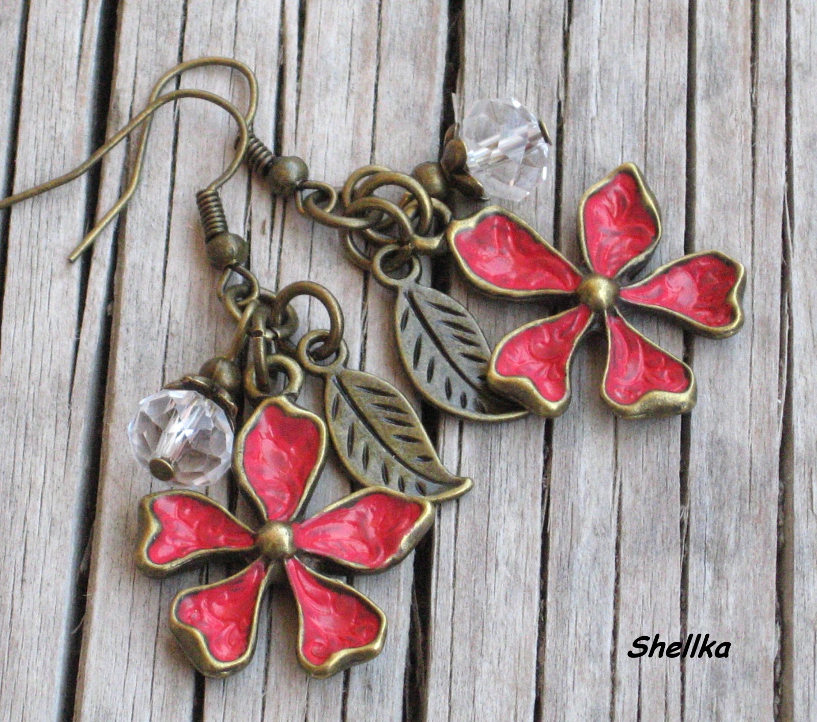 Náušnice s červenými kvítky