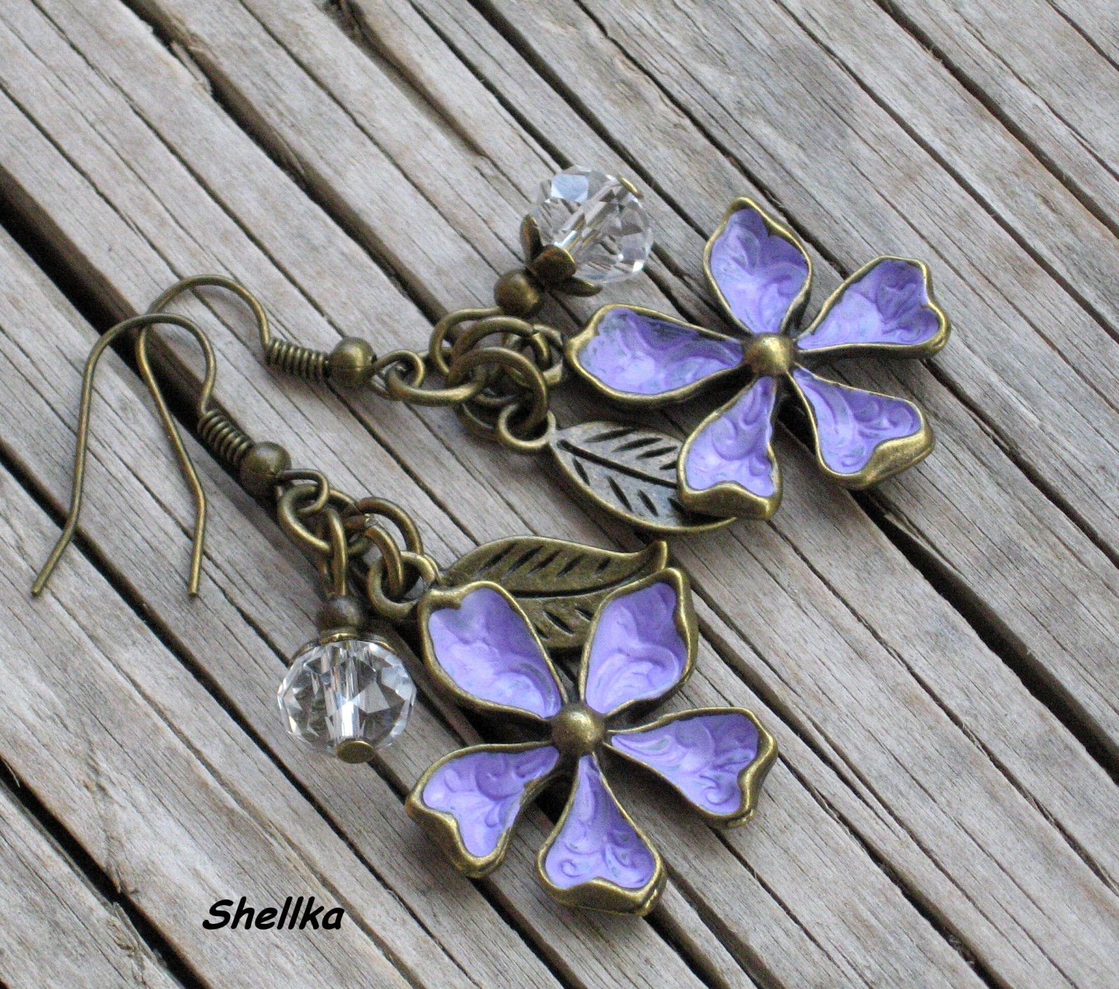 Náušnice s fialovými kvítky