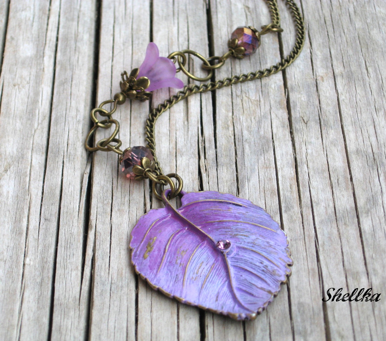 Náhrdelník list patinovaný